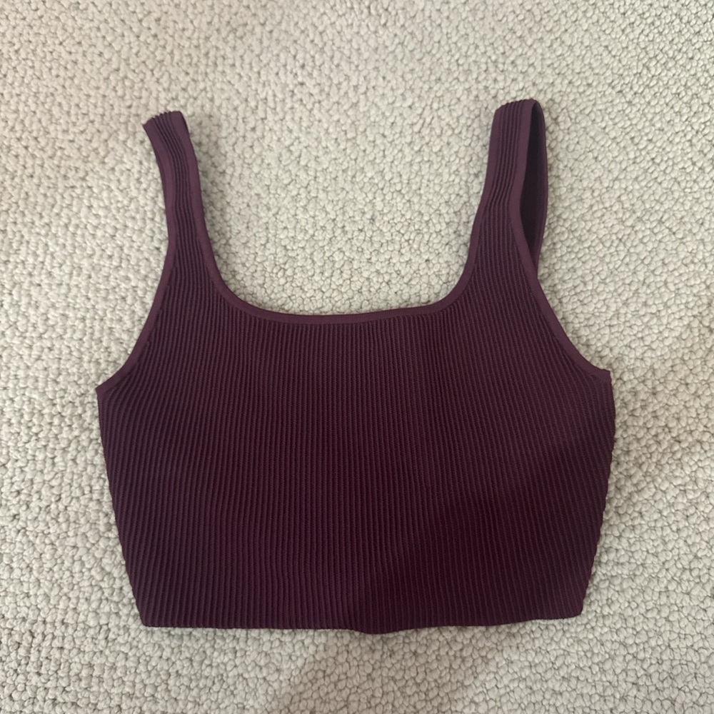 Babaton Ribbed Plum Crop Top